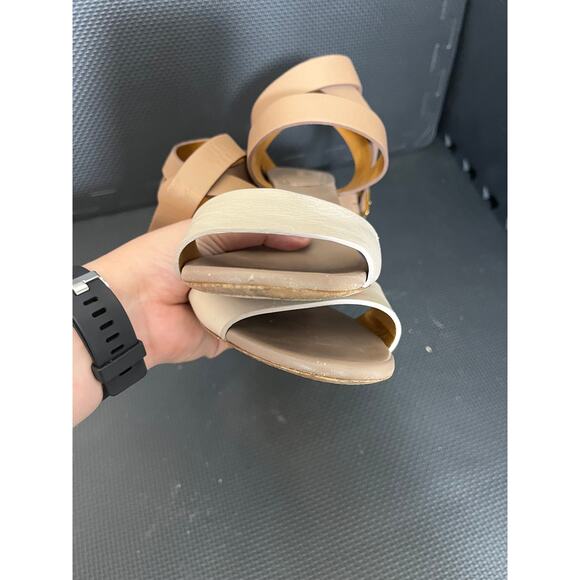 Chloe 2-Tone Wrap-Around Nude Brown Sandals Leather Italy Womens Size 38 US 8 - Picture 8 of 8